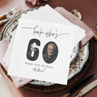 Look Who’s 60 Custom Photo Birthday Party Napkins
