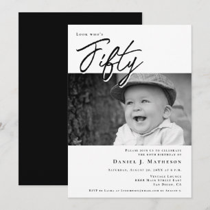 Look Who’s Fifty Funny baby Photo 50th Birthday Invitation