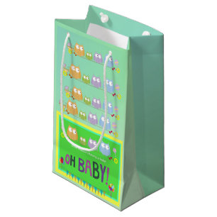 Look Whooo’s Baby Owl Pattern Green Art Small Gift Bag