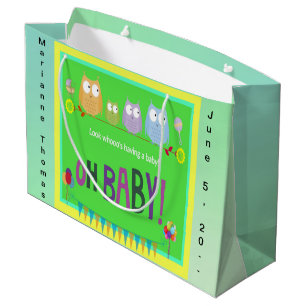 Look Whooo’s Having a Baby Owl Celebration Art Large Gift Bag
