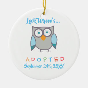 Look Whooo's Adopted Owl Custom Ceramic Tree Decoration