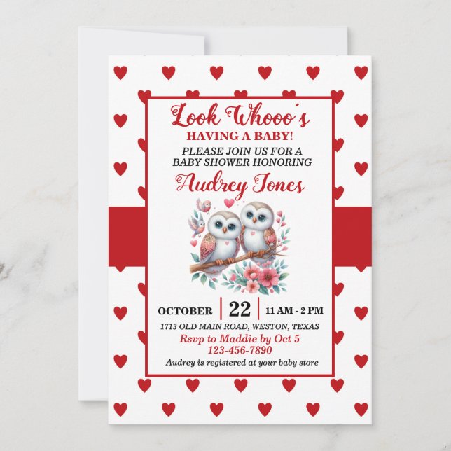 Look Whooo's Having a Baby  Invitation (Front)