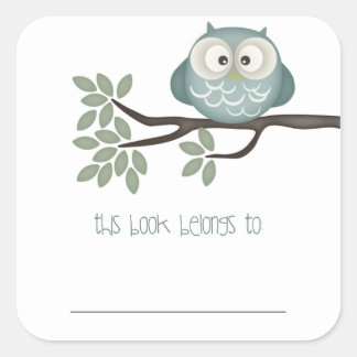 Look Whooo's Having A Baby {Teal} | Bookplates Square Sticker
