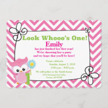 Look Whooo's One! Owl First Birthday Invitation
