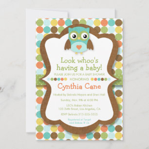 Look Whoo's Having a Baby - Owl Boy Baby Shower Invitation
