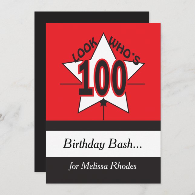 Look Who's 100 Birthday | 100th Inivitation Invitation (Front/Back)