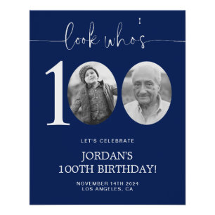 Look Who's 100 Blue 100th Birthday Poster