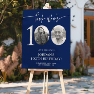 Look Who's 100 Blue 100th Birthday Poster