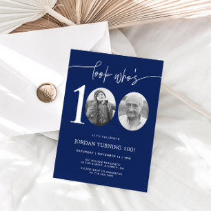 Look Who's 100   Navy 100th Birthday Invite