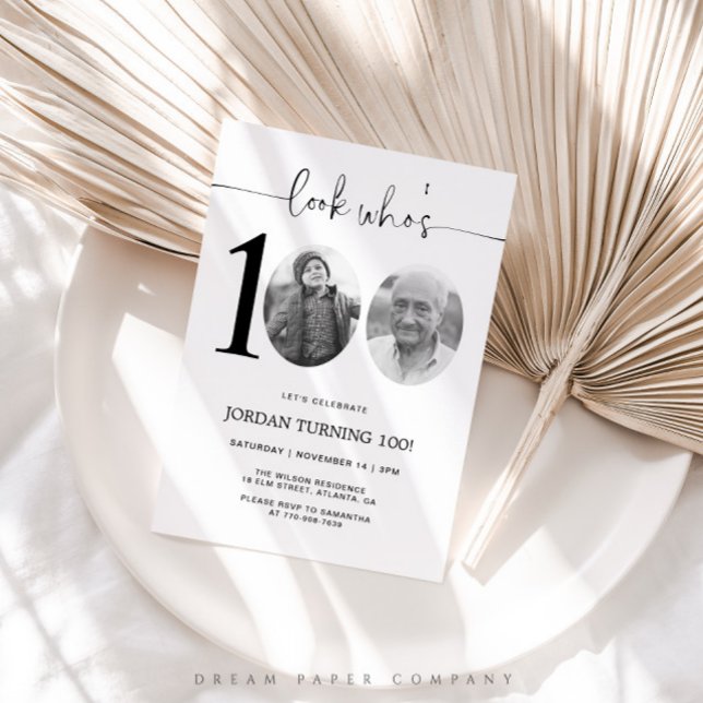 Look Who's 100 | Photo 100th Birthday Invite (Creator Uploaded)