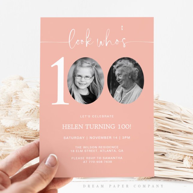 Look Who's 100 | Pink 100th Birthday Invite (Creator Uploaded)