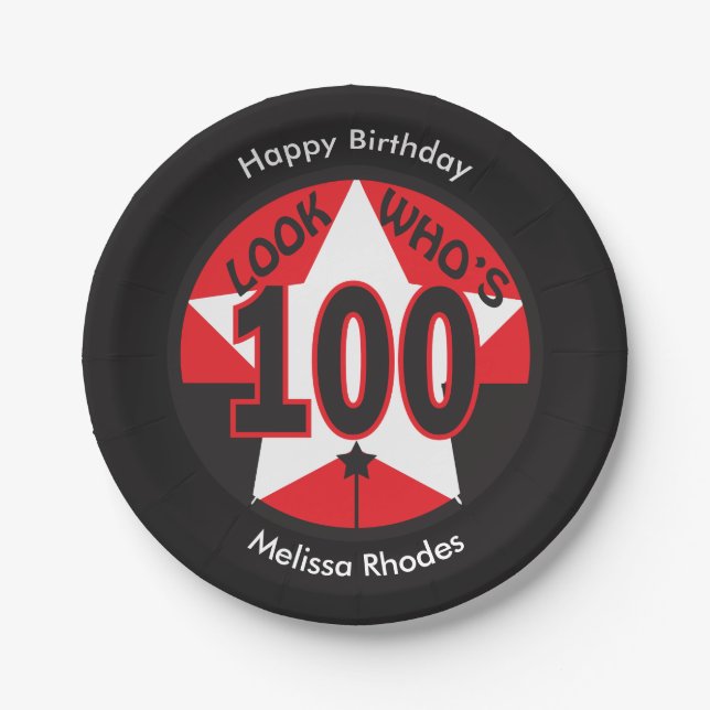 Look Who's 100 Years Old | 100th Birthday Paper Plate (Front)