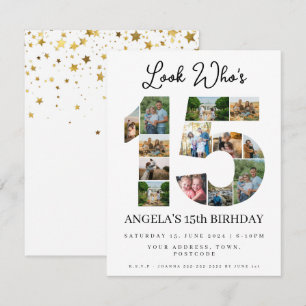 look who's 15 Photo Collage quinceaneras teen  Invitation