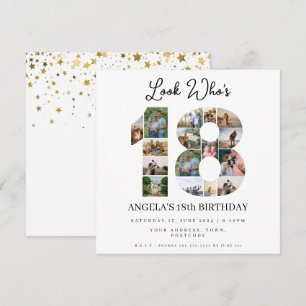 look who's 18 Customizable Photo Collage sign Invitation