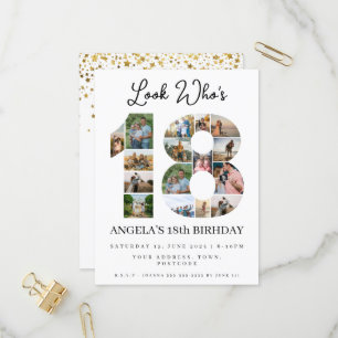 look who's 18 Customizable Photo Collage sign Invitation Postcard