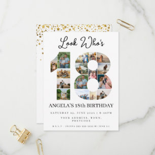 look who's 18 Customizable Photo Collage sign Invitation Postcard