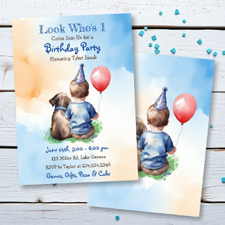 Look Who's 1 | Boy's First Birthday Party  Invitation