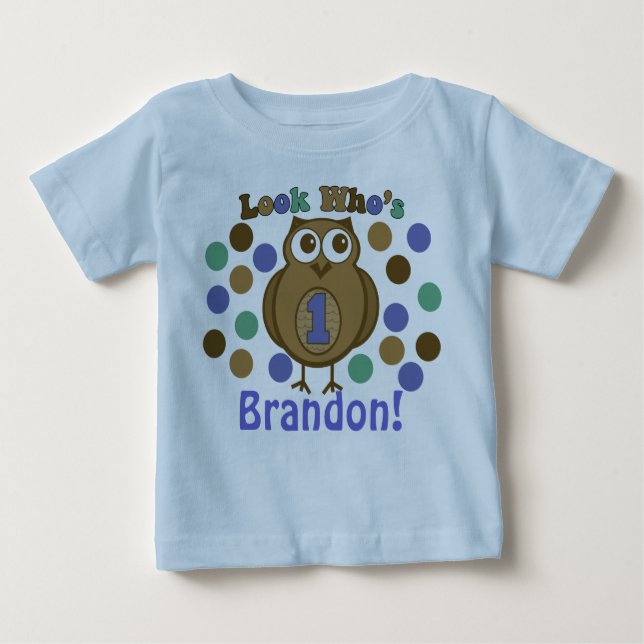 Look Who's 1 Owl First Birthday Shirt (Front)