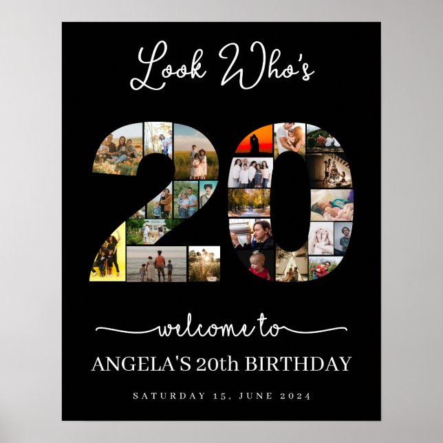 look who's 20 years old today birthday photos poster (Front)