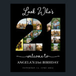 look who's 21 happy 21st birthday photos collage poster<br><div class="desc">Celebrate turning 21 with a custom photo montage poster from The Arty Apples. This personalized poster highlights treasured memories,  making it a special keepsake for a significant milestone birthday.</div>
