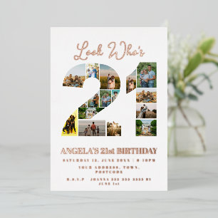 look who's 21 Photo Collage sign happy birthday