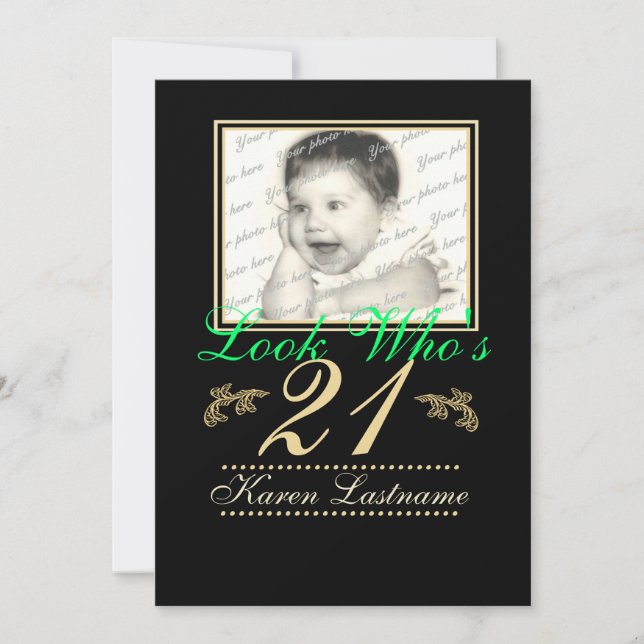 Look Who's 21 Photo Invitation (Front)