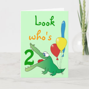 Look Who's 2 Today! Cute Crocodile Birthday Cards