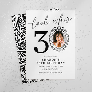 Look Who's 30! Elegant 30th Birthday Photo Invitation
