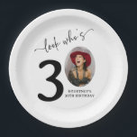 Look Who's 30! Modern Photo 30th Birthday Paper Plate<br><div class="desc">Celebrate turning 30 with style and personality! Our 'Look who's 30' Party Paper Plates are not just plates, they are a keepsake. With an added photo of the birthday star in the zero of the age, these plates transform a standard birthday celebration into a unique, memorable event. Not just an...</div>