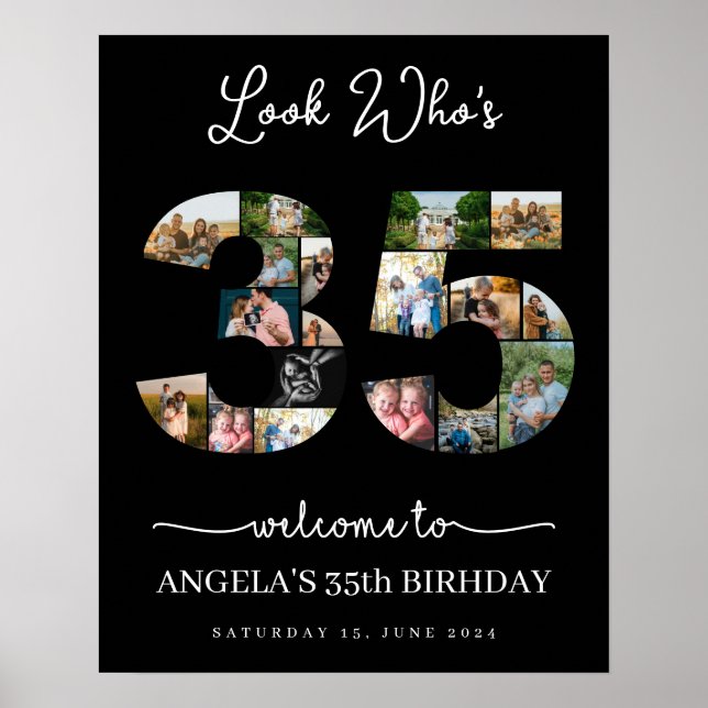 look who's 35 years old happy birthday poster (Front)