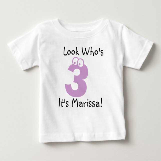 Look Who's 3 Customisable Birthday Tshirt (Front)