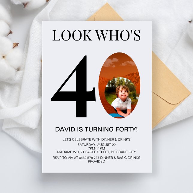 Look Who's 40 40th Birthday Party For Men Women Invitation (Creator Uploaded)