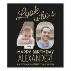 Look Who's 40 Black & Gold 2 Photo Birthday Party