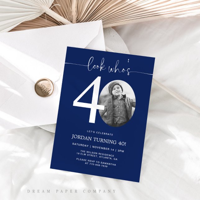 Look Who's 40 | Blue 40th Birthday Invite (Creator Uploaded)