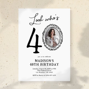 Look Who's 40 Photo Adult Birthday Invitation