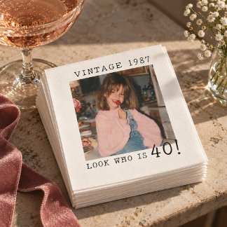 Look Who's 40 Vintage Childhood Photo Birthday Napkin