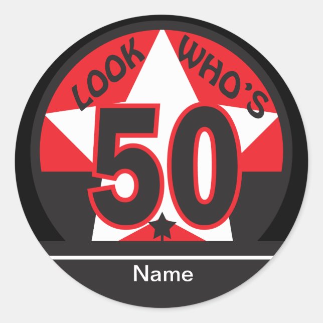 Look Who's 50 | 50th Birthday Classic Round Sticker (Front)