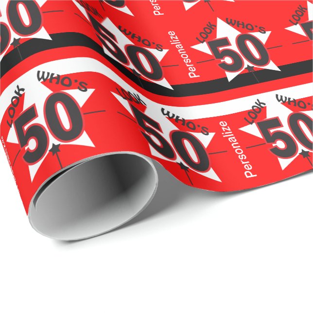 Look Who's 50 | 50th Birthday Wrapping Paper (Roll Corner)