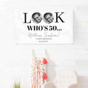 Look Who's 50, 50th Invitation with photo custom  Banner