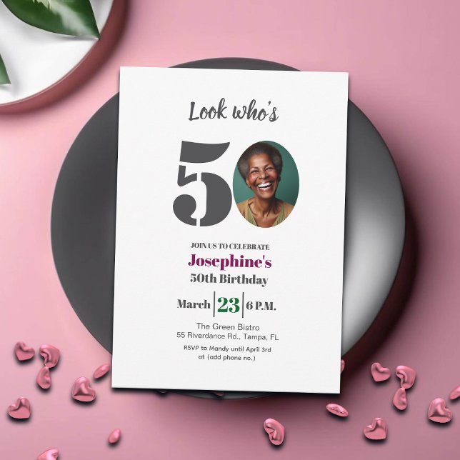 Look who's 50! Birthday Party Photo Invitation (Creator Uploaded)