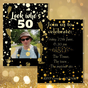 Look who's 50 birthday photo invite 50th