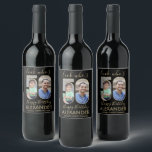 Look Who's 50 Black & Gold 2 Photo Birthday Party Wine Label<br><div class="desc">Look who's 50! Add an elegant personalized touch to 50th birthday party decorations for him or her with custom photo black and gold wine bottle labels. The pictures and wording on this template are simple to customize. (IMAGE PLACEMENT TIP: An easy way to center a photo exactly how you want...</div>