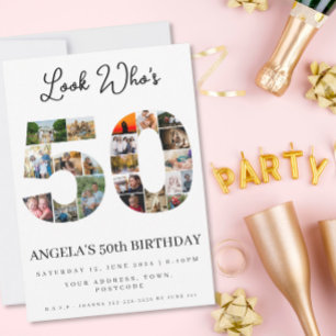 look who's 50 Customizable Photo Collage Invitation