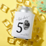 Look Who's 50! Modern Photo 50th Birthday Can Cooler<br><div class="desc">Turning 50 is a milestone worth celebrating – and we've got just the thing to make the occasion even more special. Our stylish custom photo can coolers are the perfect addition to any 50th birthday party. With a personalized touch featuring the birthday star's portrait and customized wording, these coolers add...</div>