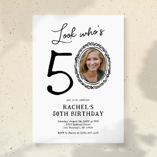 Look Who's 50 Photo Adult Birthday Invitation