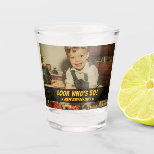 Look Who's 50 Retro Birthday Party Favor Photo Shot Glass