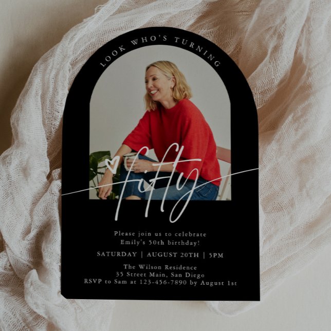 Look Who's 50 | Script Arch 50th Birthday Party Invitation (Creator Uploaded)