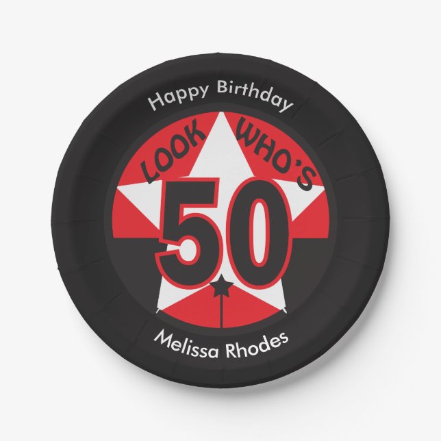Look Who's 50 Years Old | 50th Birthday Paper Plate (Front)