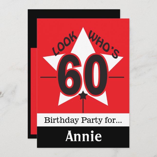Look Who's 60 | 60th Birthday | DIY Text Invitation (Front/Back)