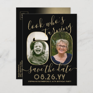 Look Who's 60 Birthday Party Save The Date 2 Photo Announcement Postcard